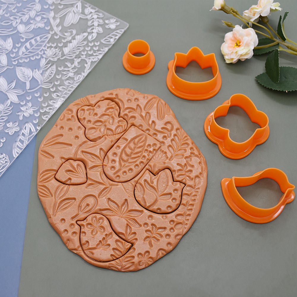 SNASAN Dragonfly Polymer Clay Texture Stamp Sheets Summer Pattern DIY Individual Design Embossing Art Clay Pottery Tools Supply. 