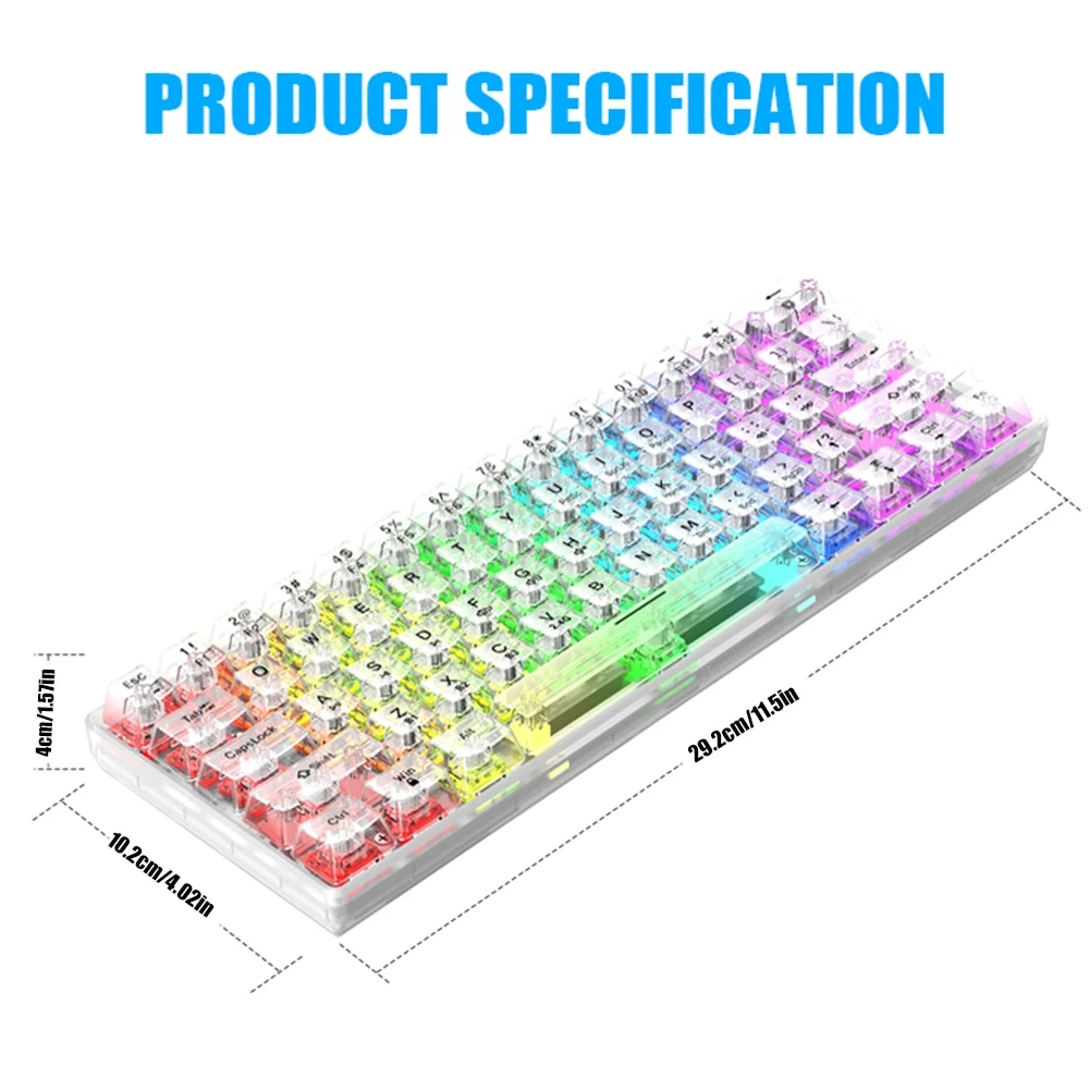 K30Pro 61 Keys Mechanical Keyboard Full Transparent RGB Backlight 2.4G Wireless Bluetooth-compatible USB Wired for Laptop. 