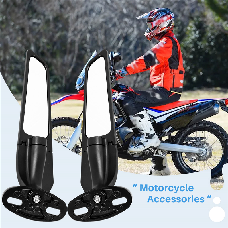 Universal Motorcycle Rearview Mirrors Wind Wing Adjustable Rotating Side Mirror for. 