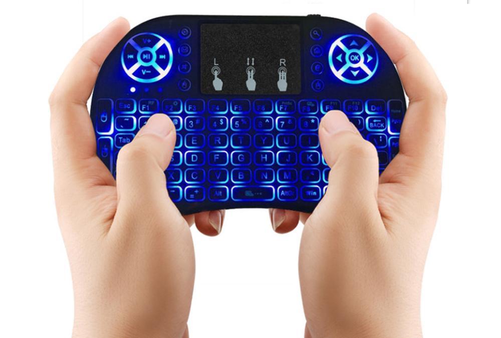 I8-B Wireless Rechargeable Backlit Mini Keyboard-Android TV Box/Smart TV Box with TouchPad Mouse. 