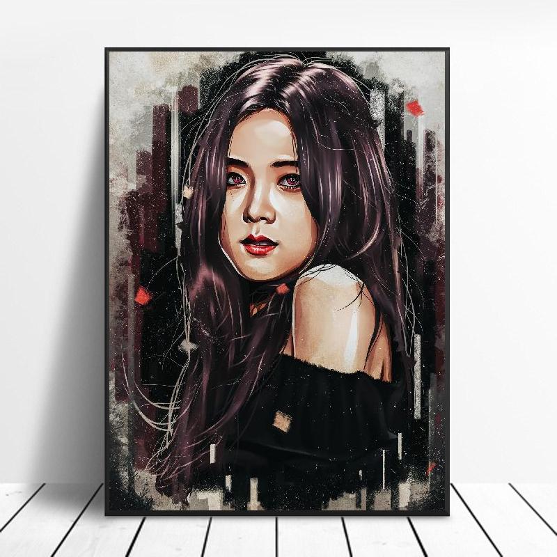 Korean Girl Fashion Pretty Hd Print Painting Group Black Pink Art Canvas Poster Home Wall Fashion Girl Room Living Decor Poster. 