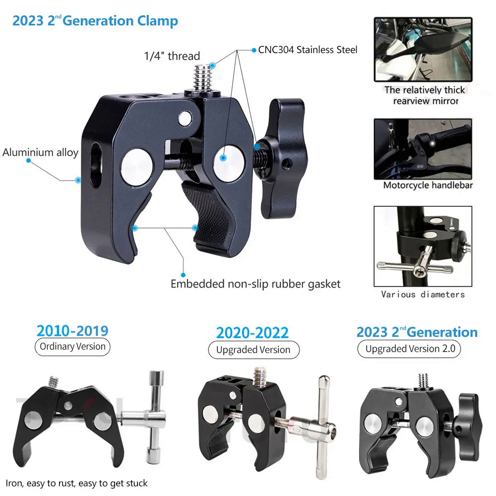 TUYU Motorcycle 3rd Person View Invisible Selfie Stick for GoPro Max Hero11 Insta360 One X3 X2 OneR Camera RAM Mount Accessories. 