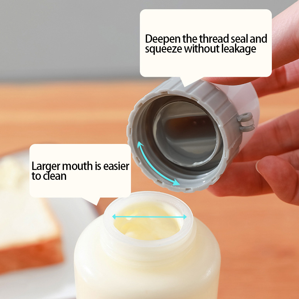 （New）Multifunction 5 Hole alad queeze Bottle Ketchup Container with cale Honey Jam Refillable Condiment auce queeze Bottle. 
