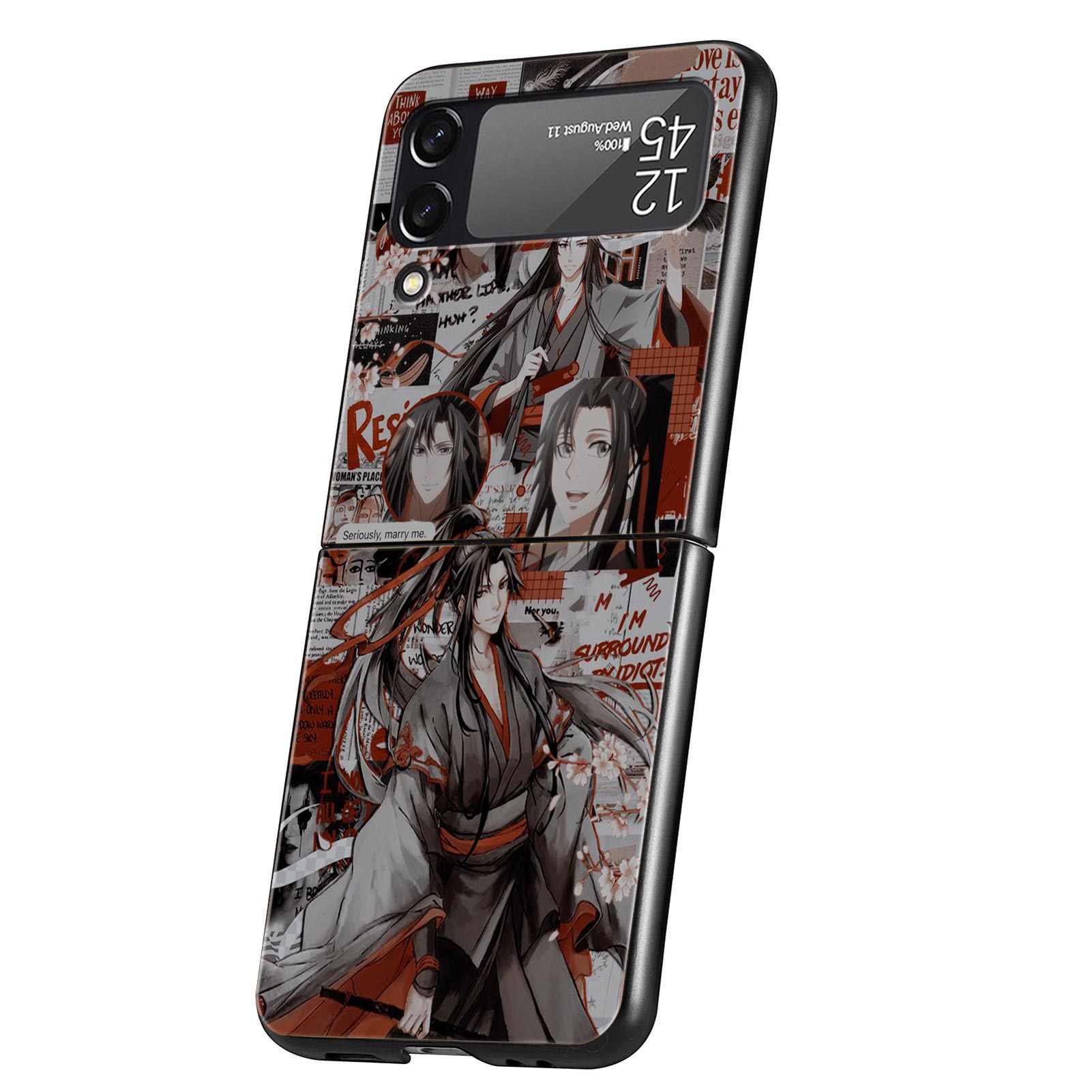 MDZS Anime Mo Dao Zu Shi Phone Case for Samsung Galaxy Z Flip 3 4 5G Black Folding Mobile Shell Hard Fundas Coque Protect Cover. 