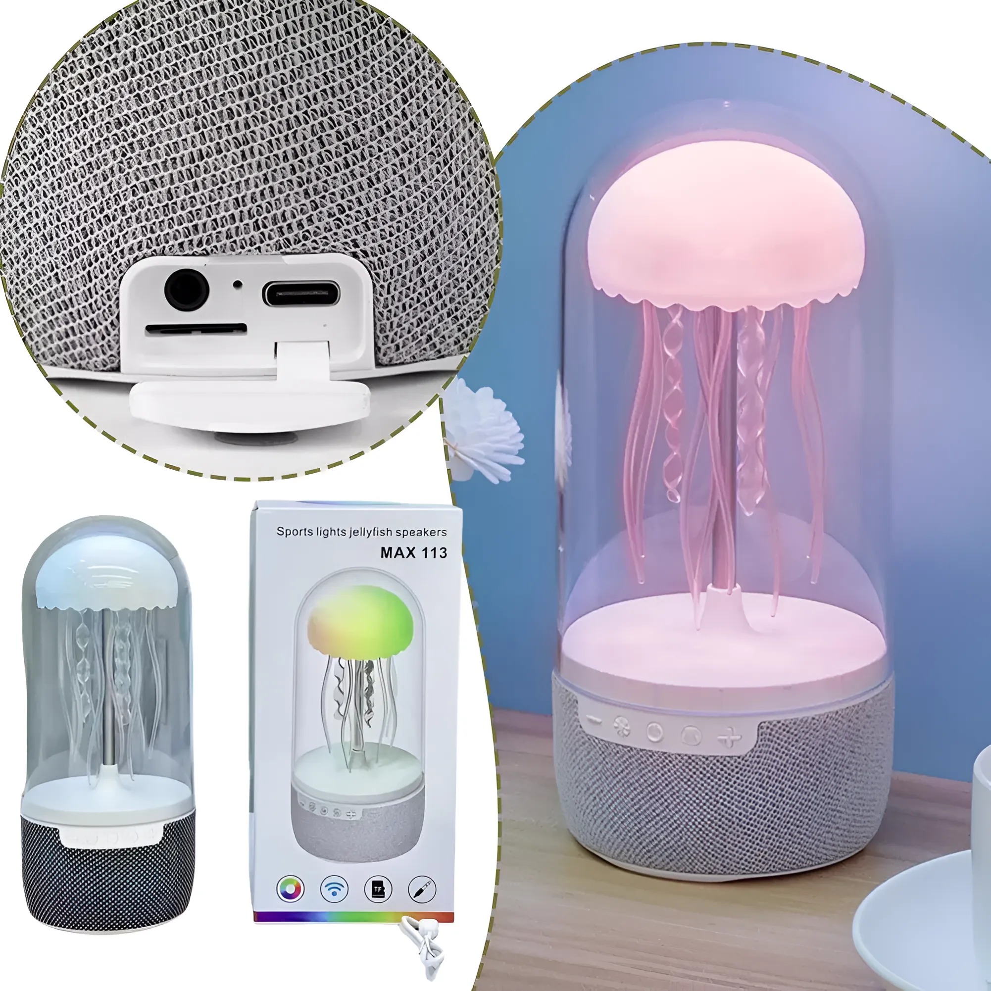 Max 113 Jellyfish Speaker with Colorful Octopus Lights. MAX-113 Smart Light Color Speaker Sound Instrument Max113. 