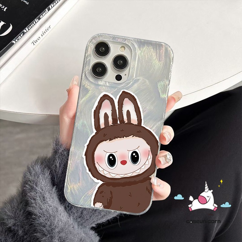 Cartoon Cute Pop Mart Labubu Case For Realme 5i 11 5 7 9i 5s C15 C51 C20 C67 Note 50 C25 C35 C17 C53 C21 C11 C30 C31 C21Y C12 C55 C33 C3 C25Y C25s Luxury Couples Feather Yarn Cover. 