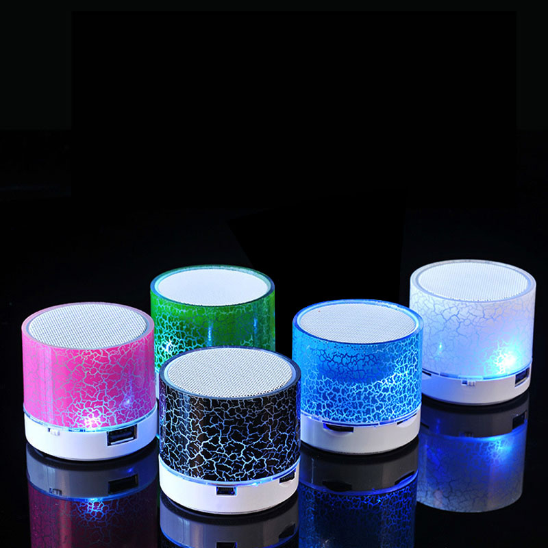 A9 Mini Portable Speaker Bluetooth Wireless Car Audio Dazzling Crack LED Lights Subwoofer Support TF Card USB Charging For PC. 