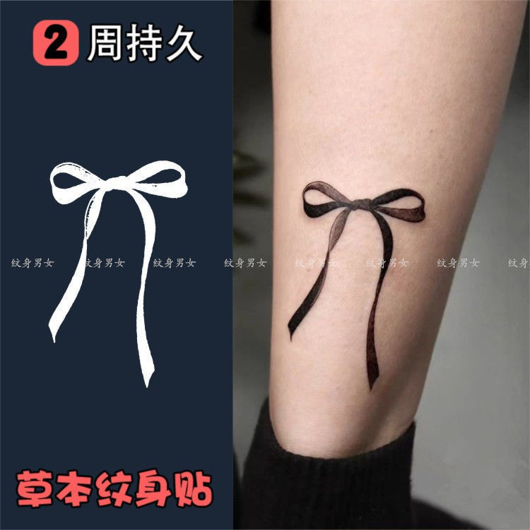 Herbal juice small bow tattoo sticky lady knot simple bow cute girl wrist ankle shoulder