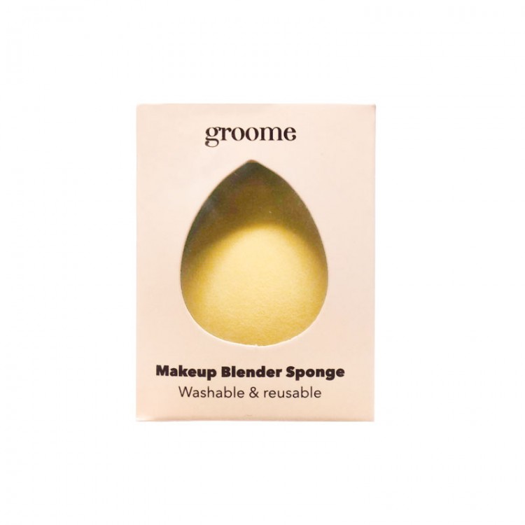 Groome Makeup Blender Sponge (Color: Yellow) seamless application flawless finish with buildable coverage hard-to-reach areas easy to clean. 