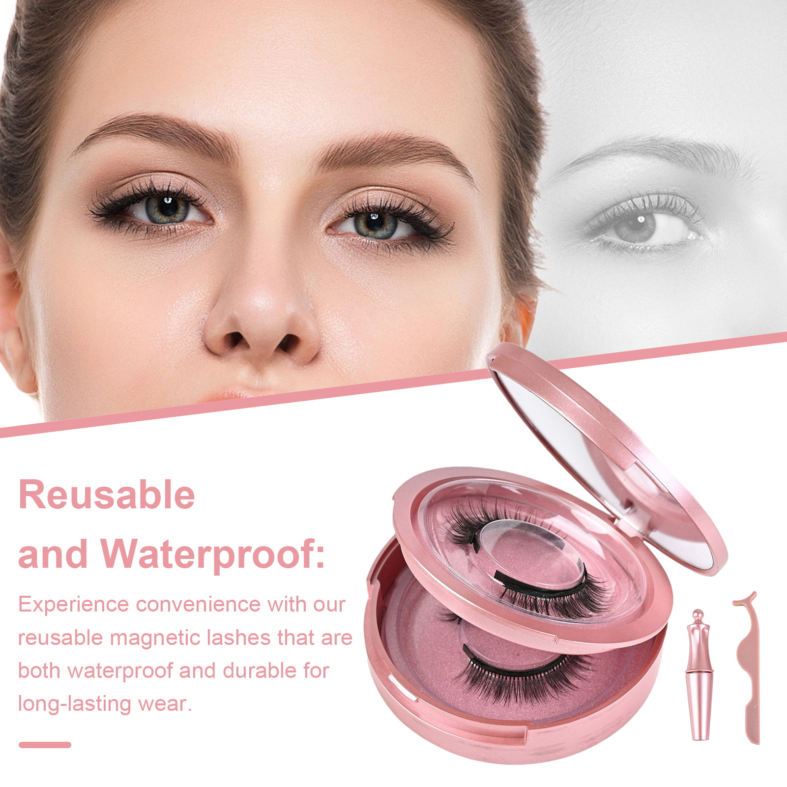 Magnetic Eyelashes Kit Natural Wispy Magnetic False Eyelashes Set with Applicator Clip Reusable Double Sided Fake Lashes for Women Easy Eye Makeup Tools Magnetic Eyelashes Set. 