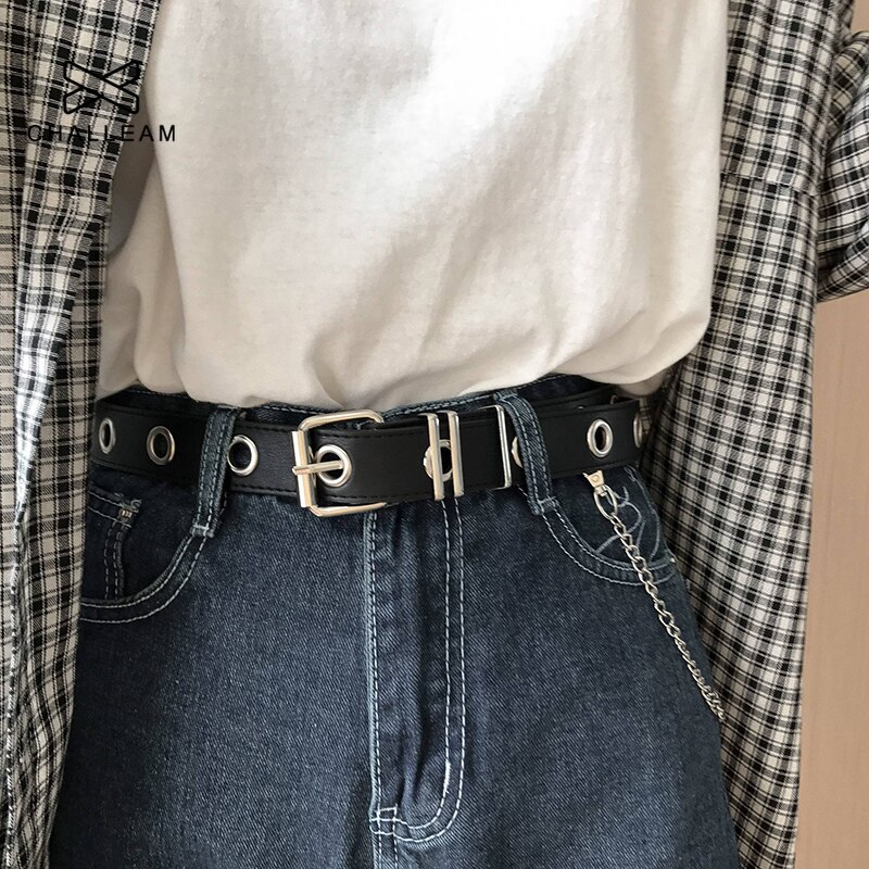 PU Leather Belt Men Punk Style Pin 