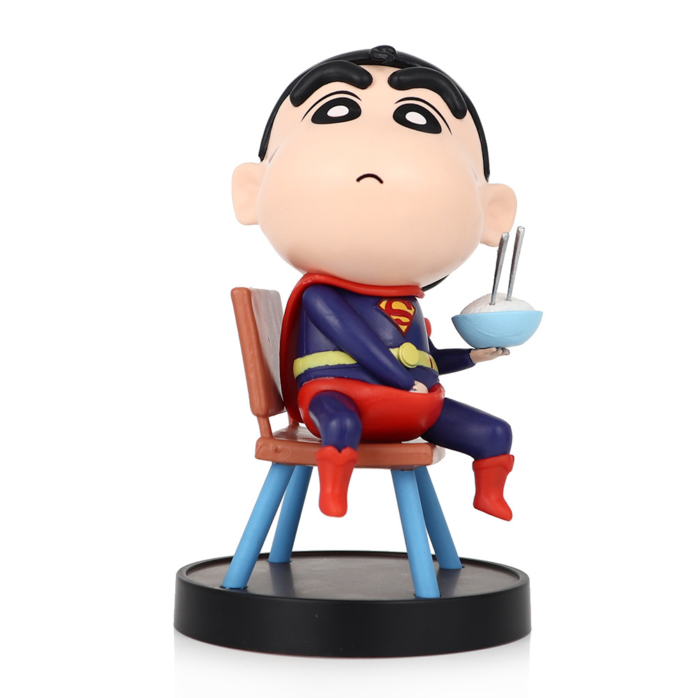 Cross-border toys crayon Xiaoxin animation figure superhero Spider-Man Superman figure ornament car scenery. 