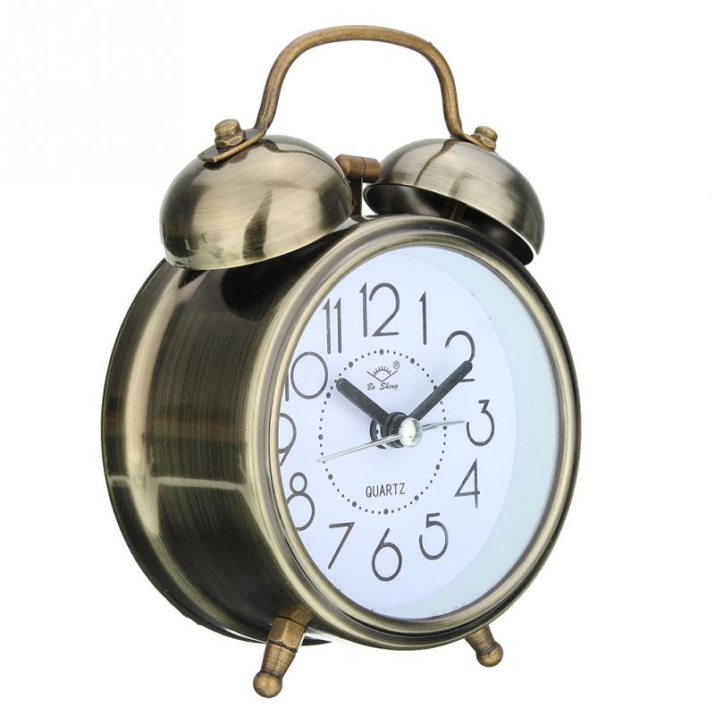 Creative Retro metal Alarm Clock Twin Bell Alarm Clock With Stereoscopic Dial Backlight Desk Clock Loud Alarm Clock Gift. 