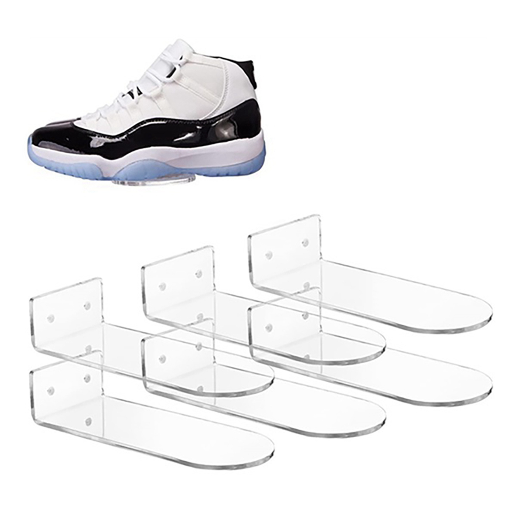 Floating Shoe Display Shelves for Wall Mount Set of 16,Clear Acrylic Floating Shelves for Showcase Sneaker Collection. 