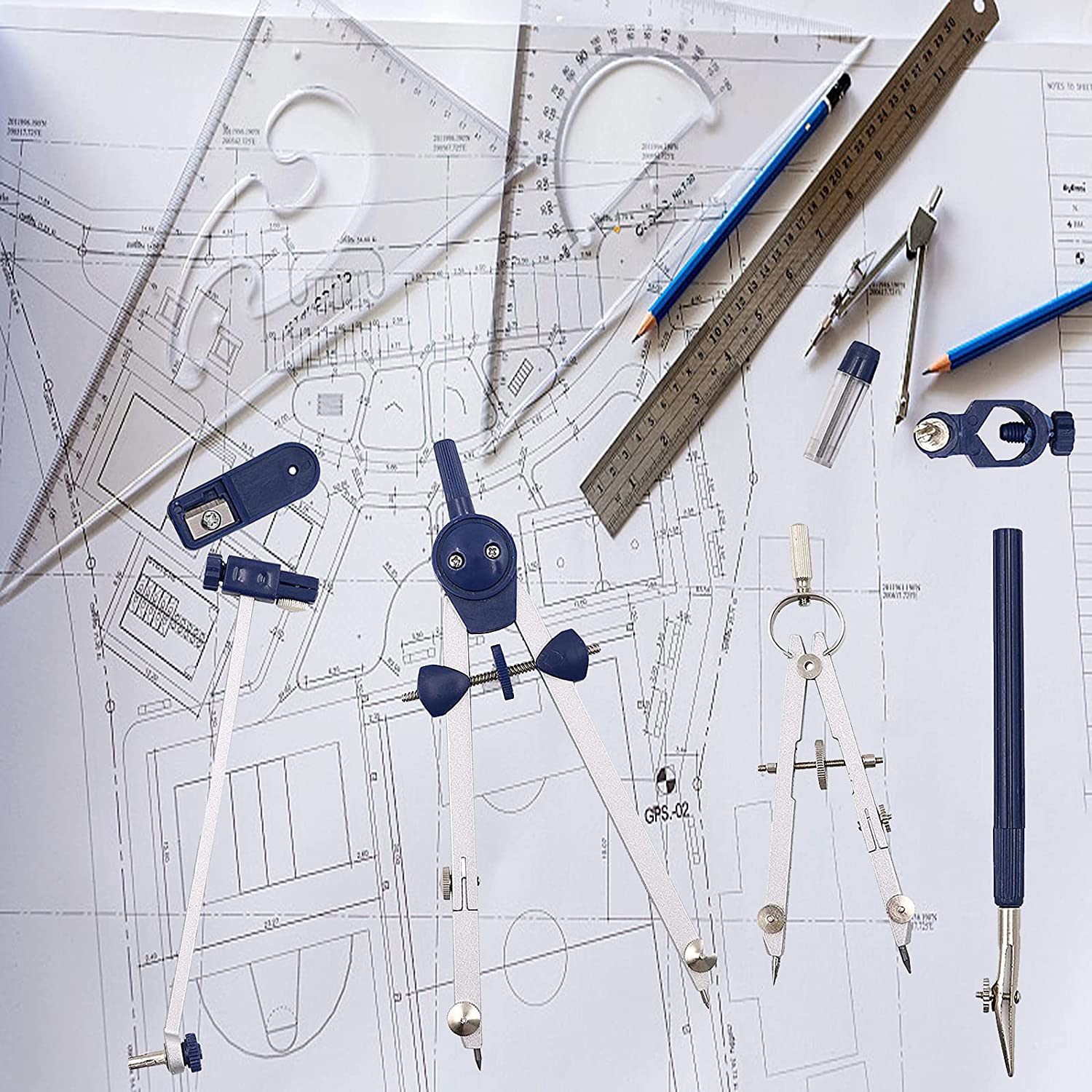 9Pc Drafting Compass for Geometry Set Tool Compass Drawing Tool for Geometry for Drafting, Math, Drawing, Engineer Tool. 