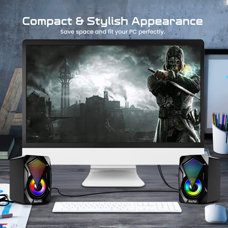 E-1046 Rgb Gaming Speaker For Pc Laptop - Elevate Gaming Experience With Immersive Sound Of E-1046 Rgb Gaming Speaker. 