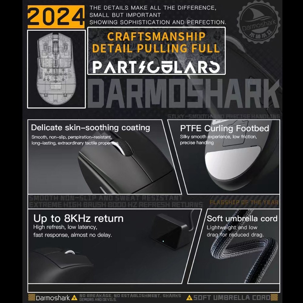 Darmoshark N5 Lightweight Gaming Mice Tri-Mode Connectivity 2.4G/BT/Wired Wireless Mice with Adjustable Moving Speeds for PC Laptop. 
