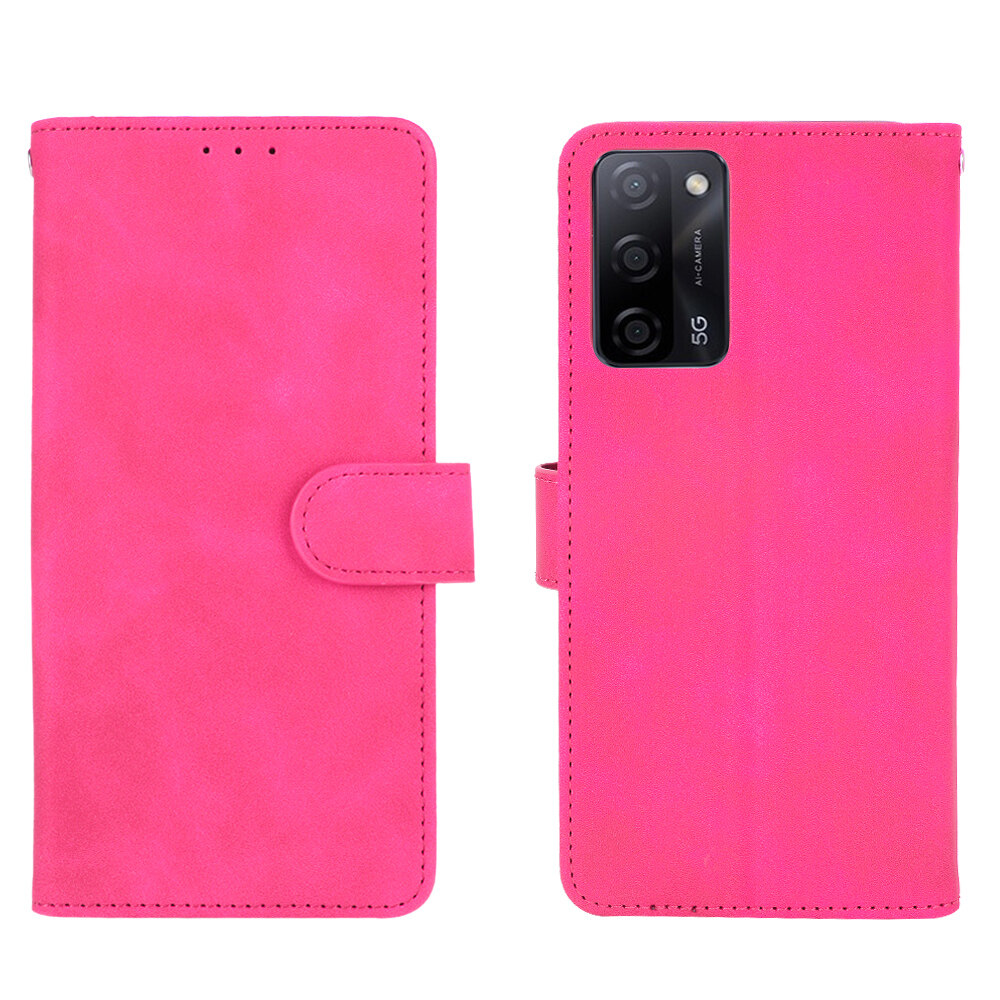 lthmy for OPPO A53S Case Solid Color Leather Flip Cover Wallet Card Slots Casing Anti Falling Protect Cellphone Shell with Holder