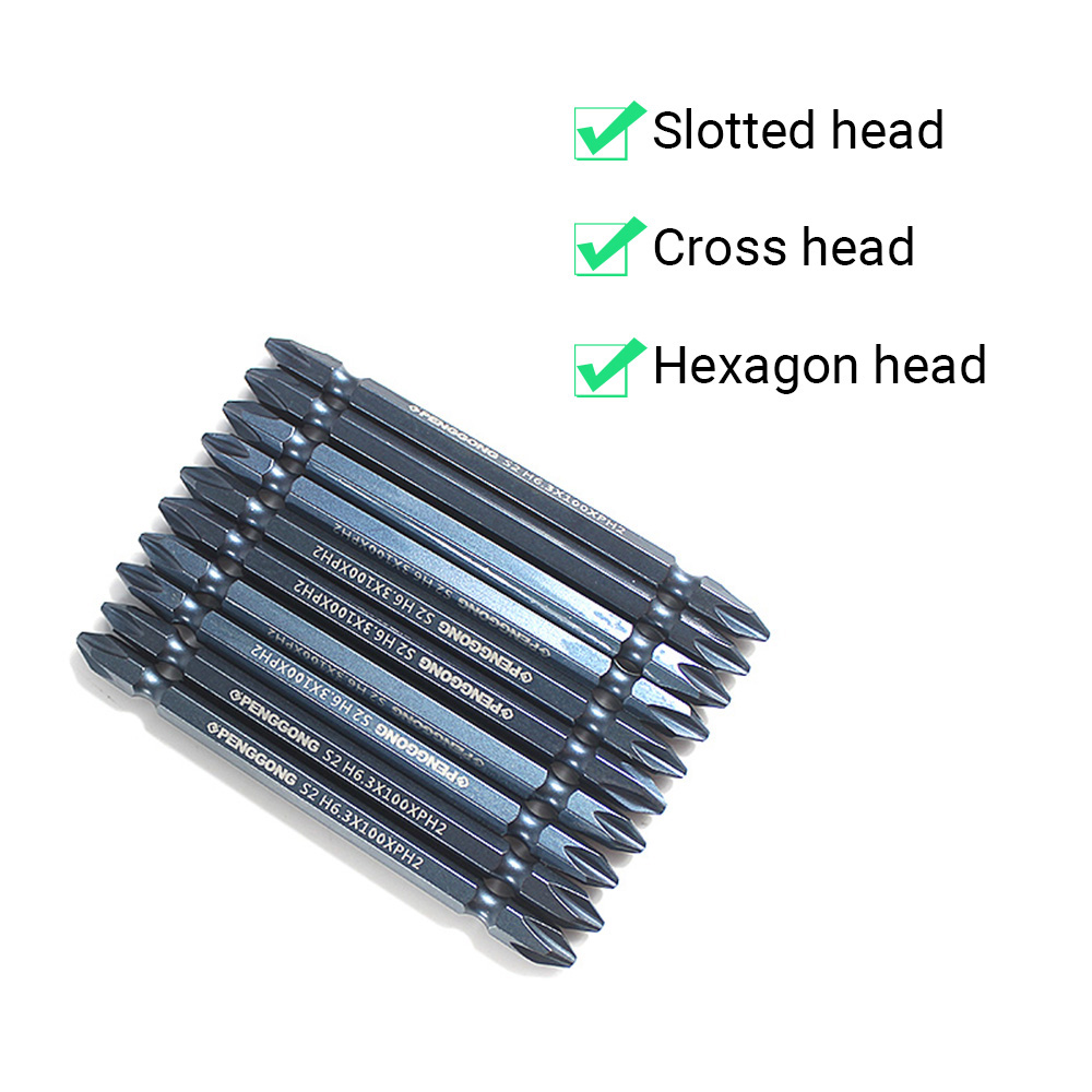 KOGEEK S2 Dual-head Screwdriver Bits Set Pneumatic Screwdriver Bits 10pcs (Slotted+Cross+Hex head). 