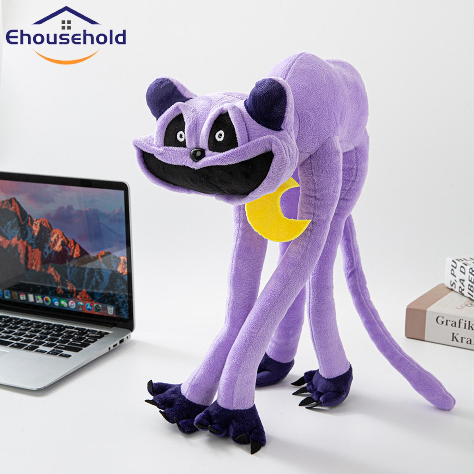 Plush Cat Flutter Big Mouth Smiling Purple Cat Plush Toy Soft Stuffed Animal Pillow for Game Fans Children Fluffy Catnap Plush Toy Unique Gift Idea Relaxing Plush Pillow. 