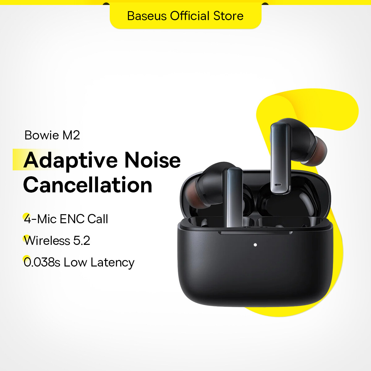 Baseus Bowie M2 Wireless Hybrid Active Noise Cancellation Bluetooth Earphone Ultra Low-Latency Wireless Earbuds With 4 ENC Mics. 