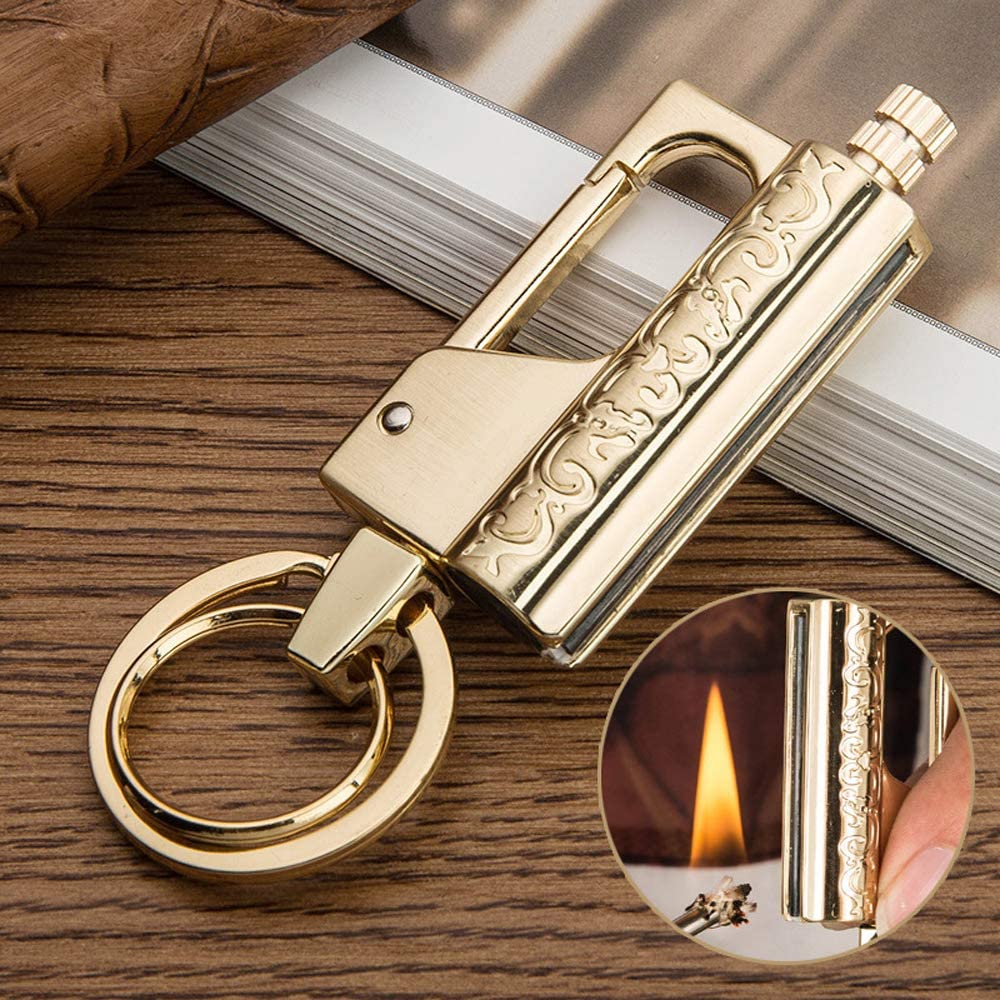 Honest Outdoor Emergency Fire Starter Flint Match Lighter Keychain, Flint Metal Matchstick Fire Starter with Keychain for Camping Hiking Best Gift. 