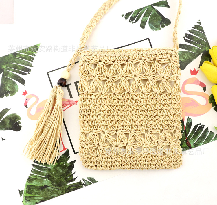 ins new forest series hollow weave one-shoulder cross-body tassel beach casual women's straw bag on behalf of the hair