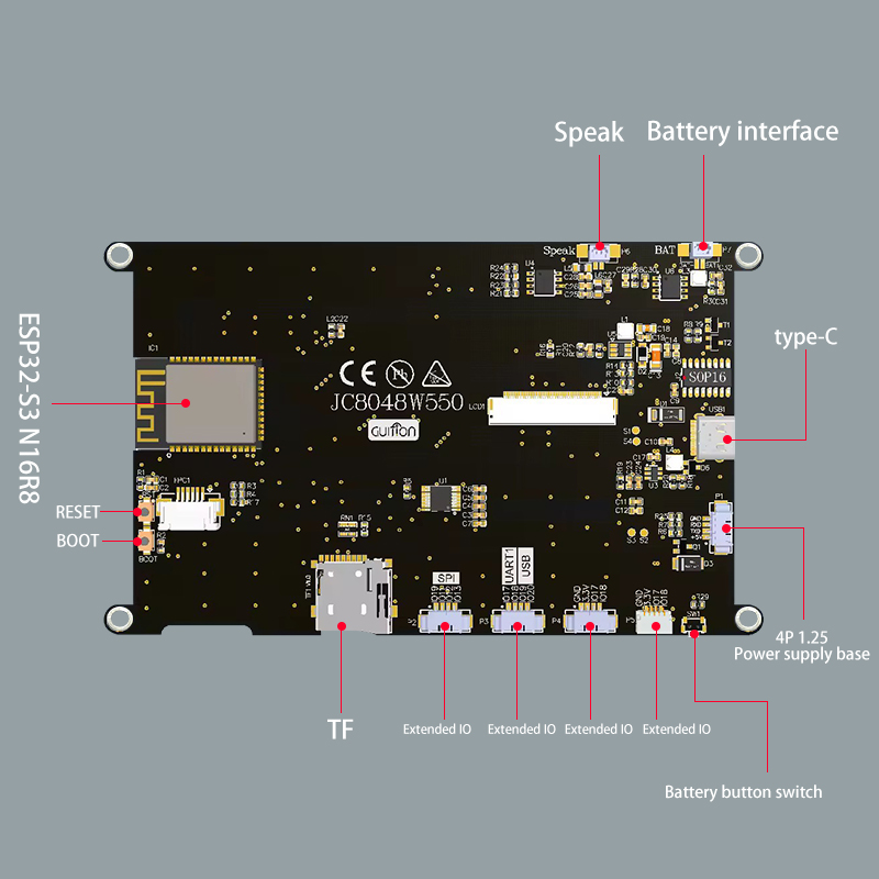 Guition ESP32-S3 8M PSRAM 16M FLASH 5-inch IPS 800*480 high-definition LCD display module with WIFI and Bluetooth without touch. 