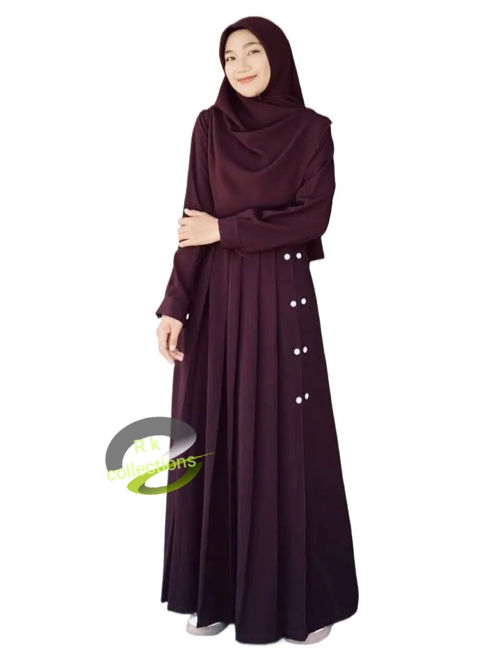 Dubai cherry fabric side  button pelate abaya borka without hijab. 