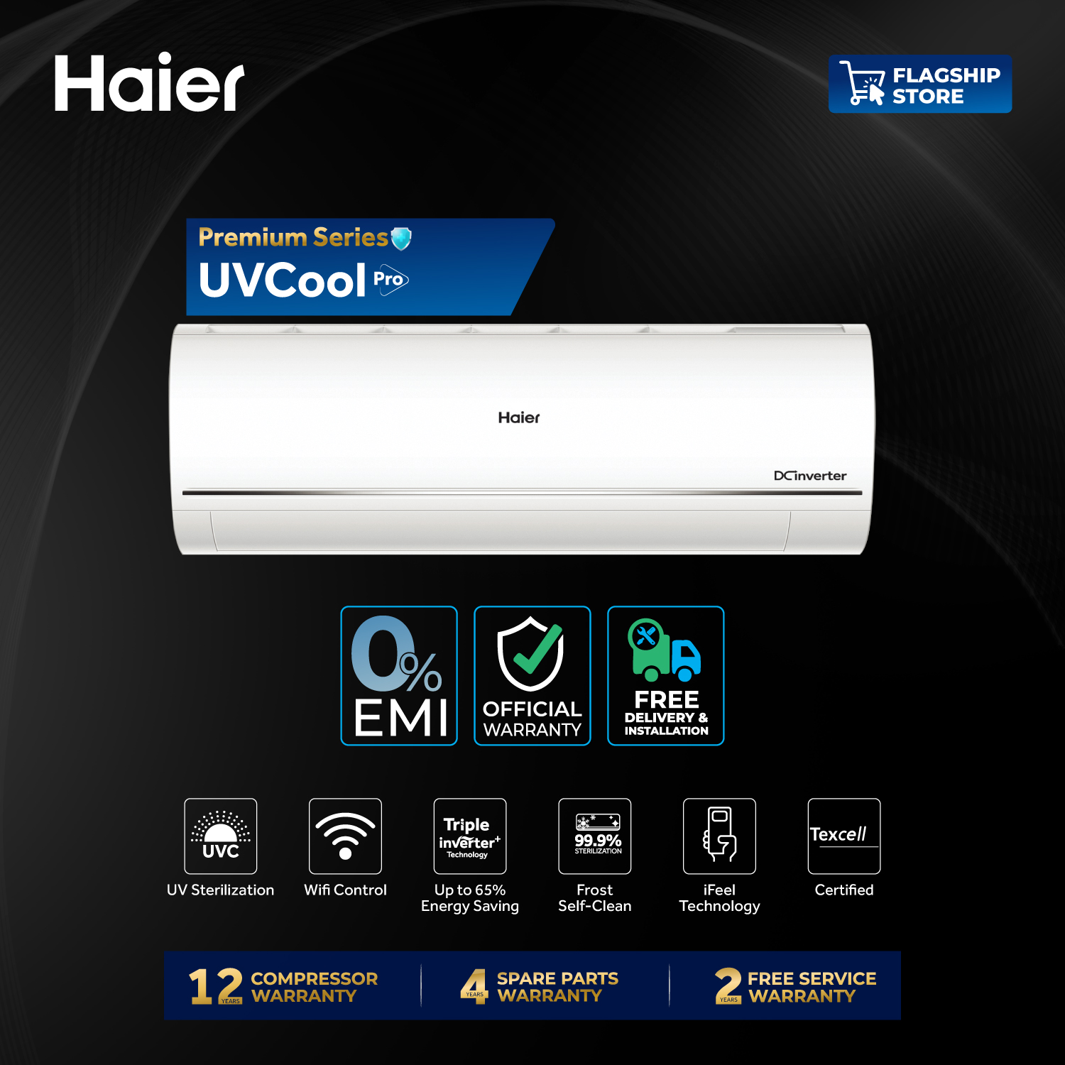 Haier 1.6 Ton Virus Killer UVCool Inverter AC - HSU-19UVCool(INV)(Pro)
