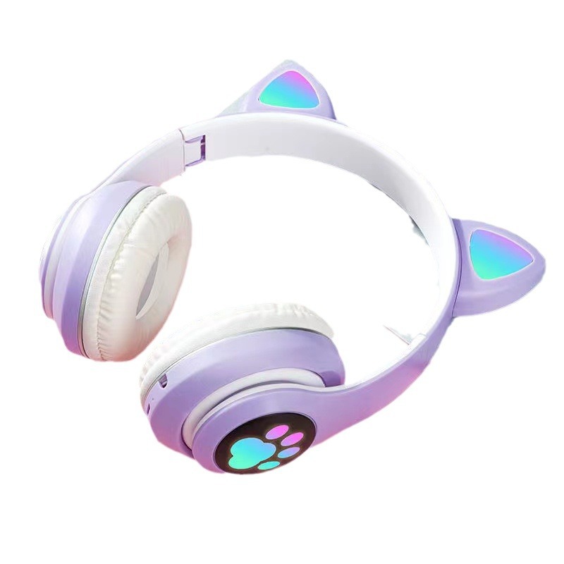 Cross-border supply spot STM28 cat ears dazzling luminous bluetooth headset wireless headphones. 