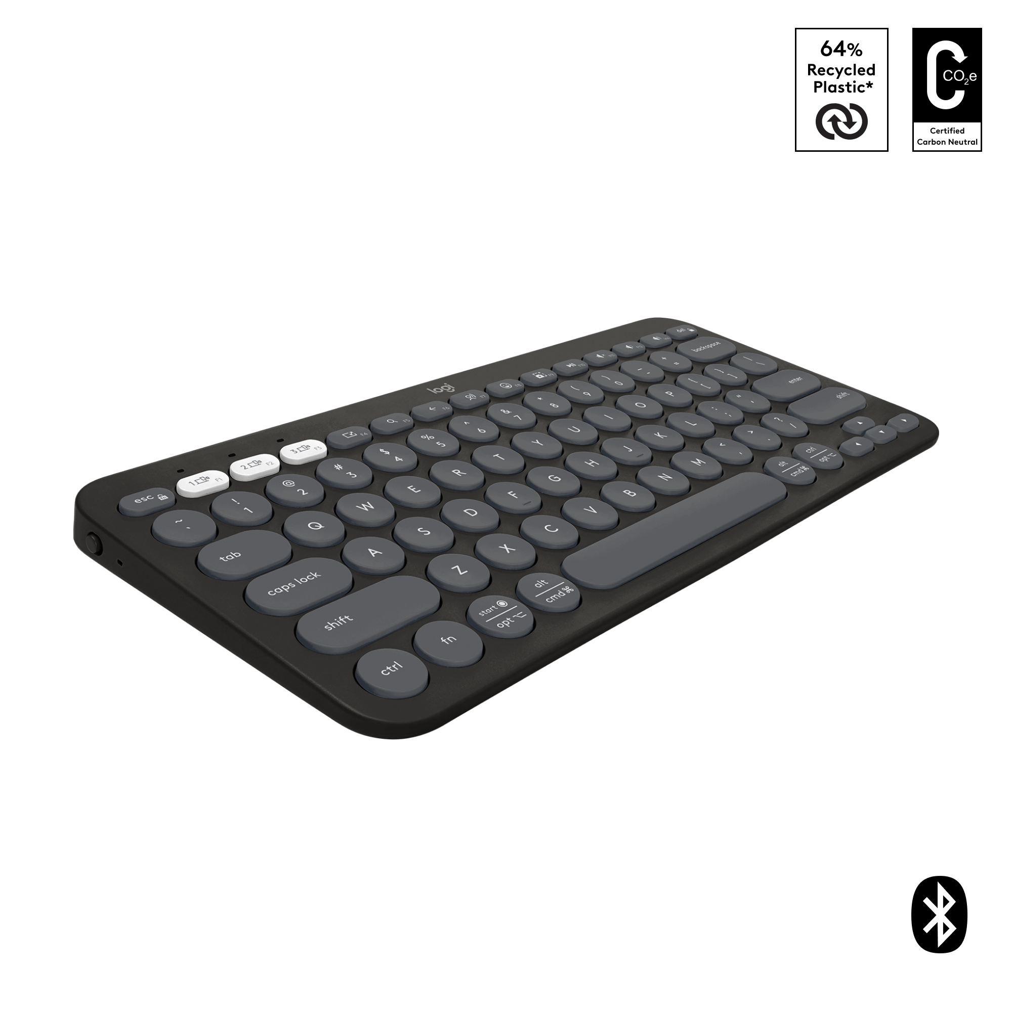 Logitech Pebble Keys 2 K380s, Multi-Device Bluetooth Wireless Keyboard with Customisable Shortcuts, Slim and Portable, Easy-Switch for Windows, macOS, iPadOS, Android, Chrome OS