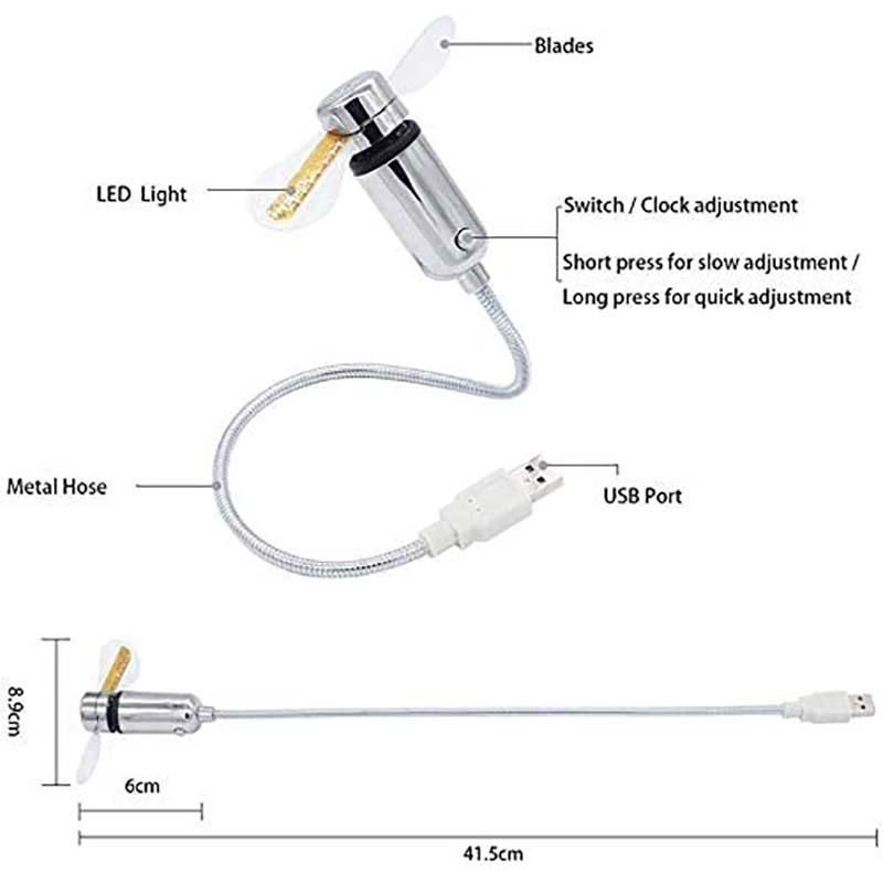 Hand Mini USB Fan Portable Gadgets Flexible Gooseneck LED Clock Cool For Laptop PC Notebook Real Time Display Durable Adjustable. 
