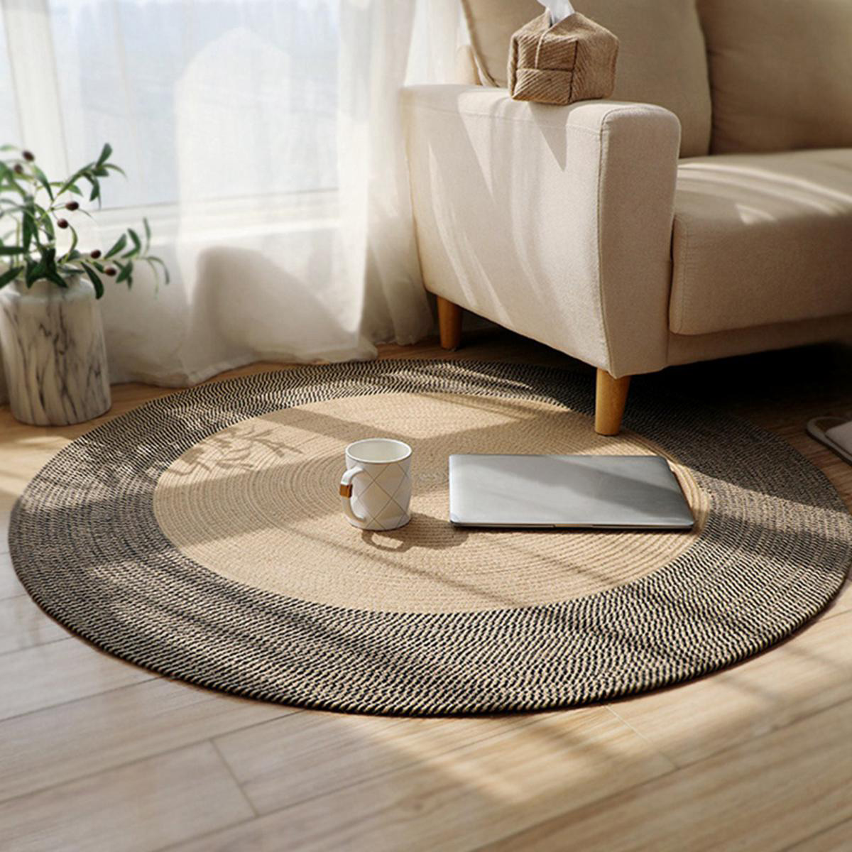 Japanese Style Woven Carpet Jute Round Floor Mat (S) | Daraz.com.bd