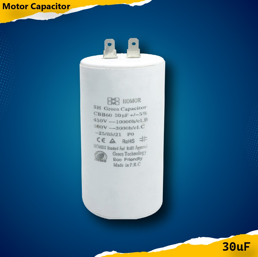 Motor Running Capacitor - 30Uf - Multi Plug. 