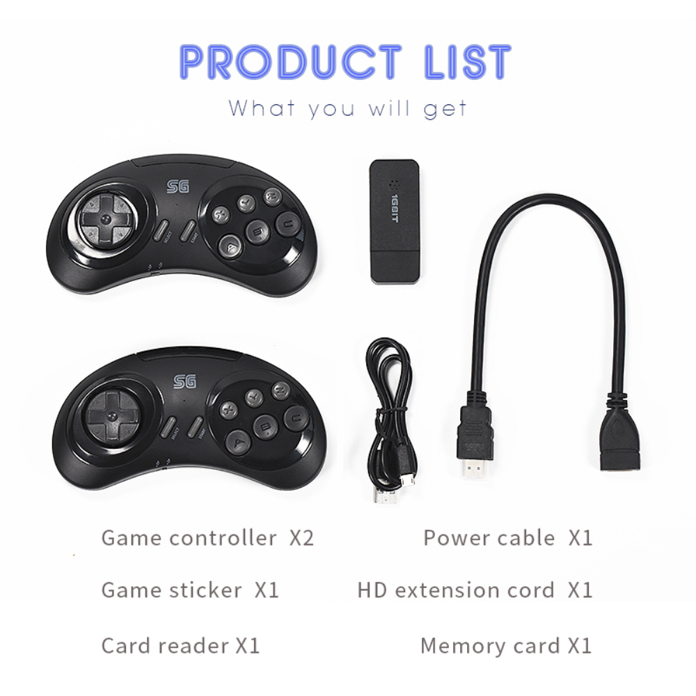 Video Game Console For Sega Genesis Mega Drive 16-bit MD Wireless Retro Console Dendy Game Stick Support TV OutPut. 