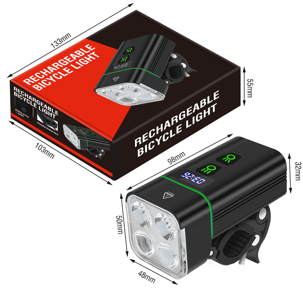 BORUiT Powerful LED Bicycle Headlight Built-in 18650 Battery Type-C Rechargeable Lamp Bike Accessories Waterproof Cycling Light. 
