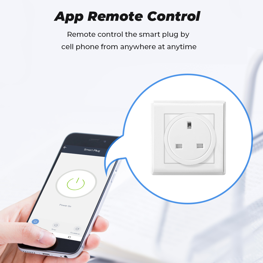 SMATRUL - WiFi Smart Socket - 16/20A - Power Monitor - UK Plug - Wifi+Bluetooth Dual Mode - Tuya/Alexa/Google Home. 
