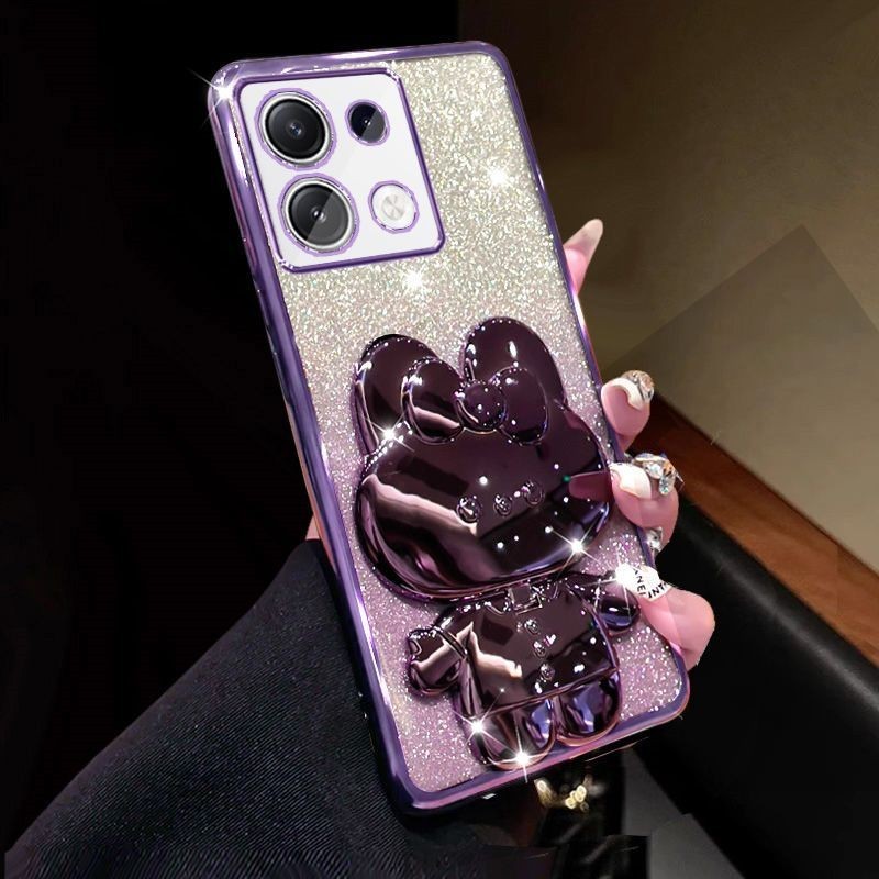 New Phone case Infinix Note 40 40 Pro Plus 30 30i 30 Pro 30 VIP 12 G96 12 Pro Back cover Camera Protection Semi Transparent Soft Silicone Rabbit bracket Shockproof Exquisite Glitter Powder