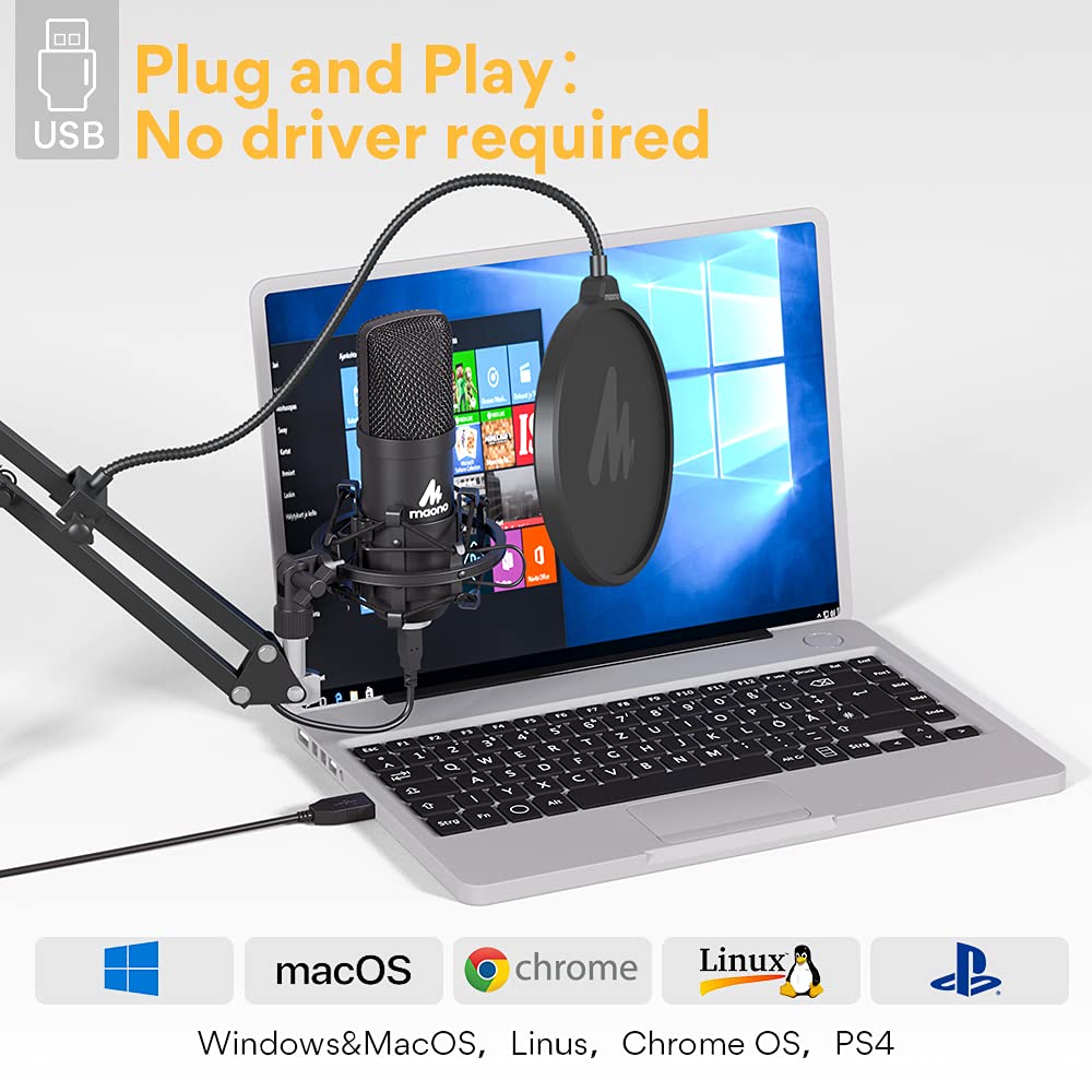 Maono AU-A04 Condenser USB Microphone Kit (Black). 