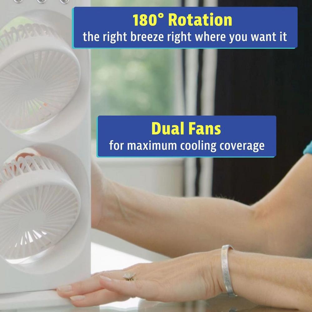Rechargeable Double Ended Spray Fan with Remote Control, Portable Air Cooler with LED Light Air Humidifier. 
