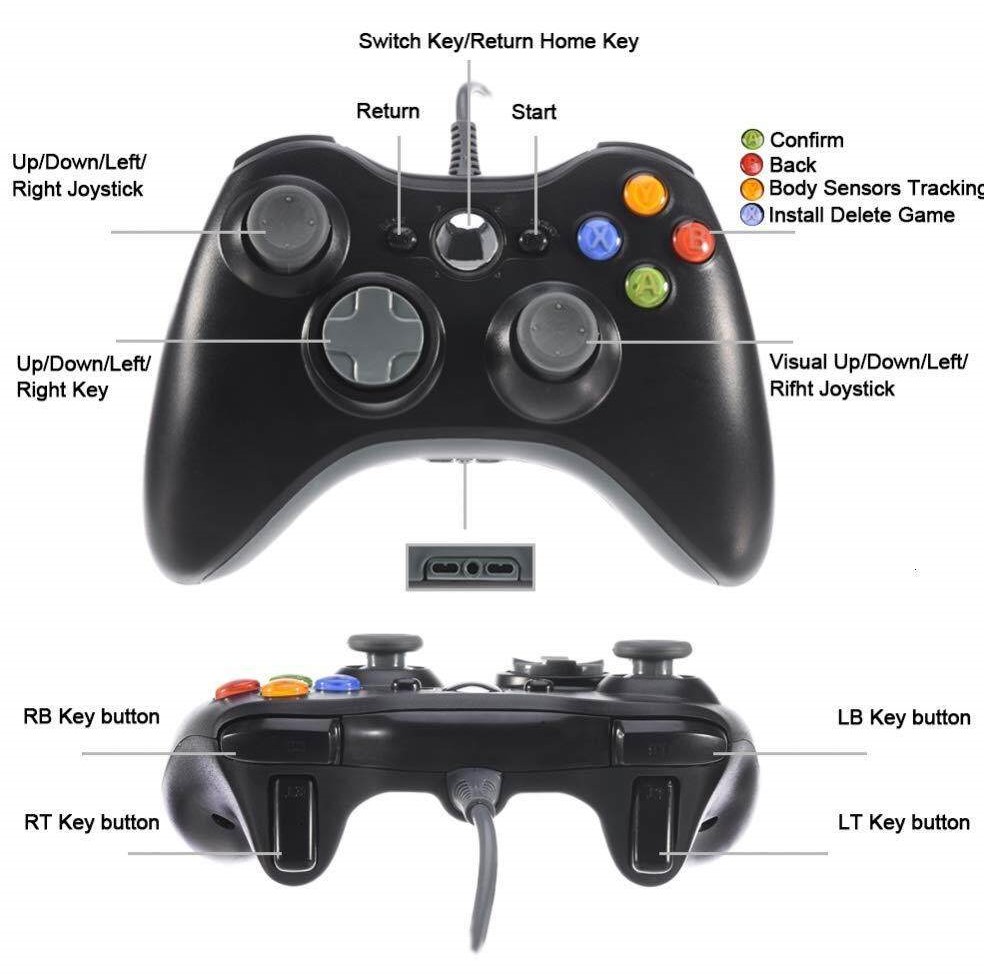 Xbox 360 Controller,USB Wired Controller Gamepad for Microsoft Xbox 360,PC Windowns,XP,Vista,Win7 - Black. 