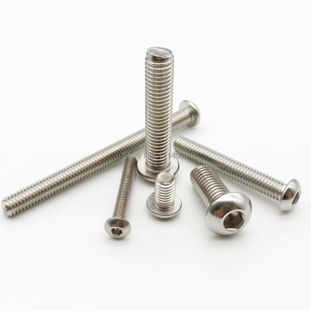 10/50pcs M1.6 M2 M2.5 M3 M4 M5 M6 M8 304 A2-70 Stainless Steel ISO7380 Hexagon Hex Socket Head on Allen Bolt Screw L=2-100mm-100mm. 