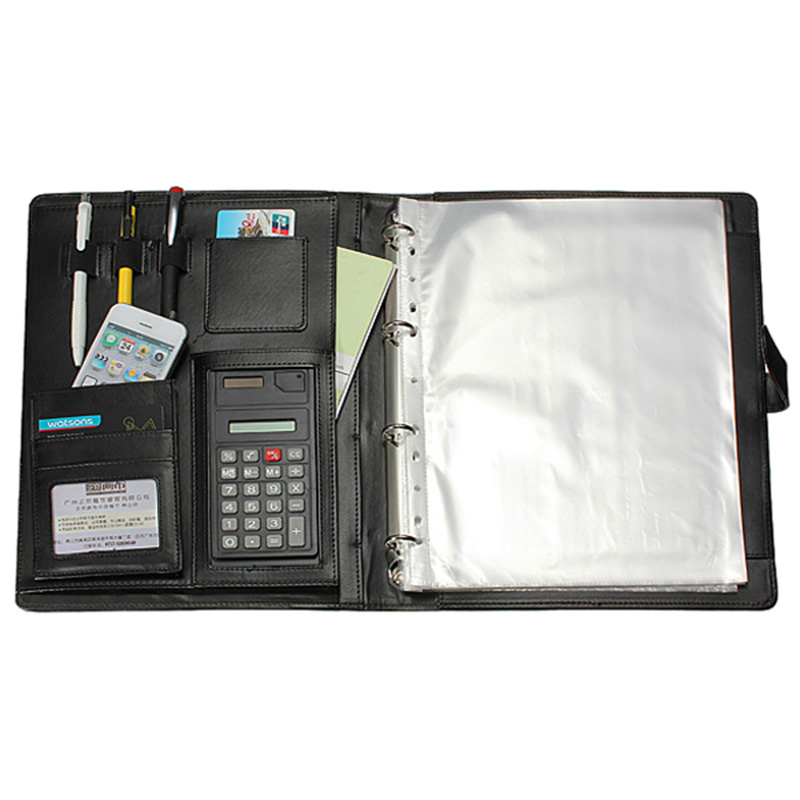 Black A4 Executive Conference Folder Portfolio PU Leather Document Organiser. 
