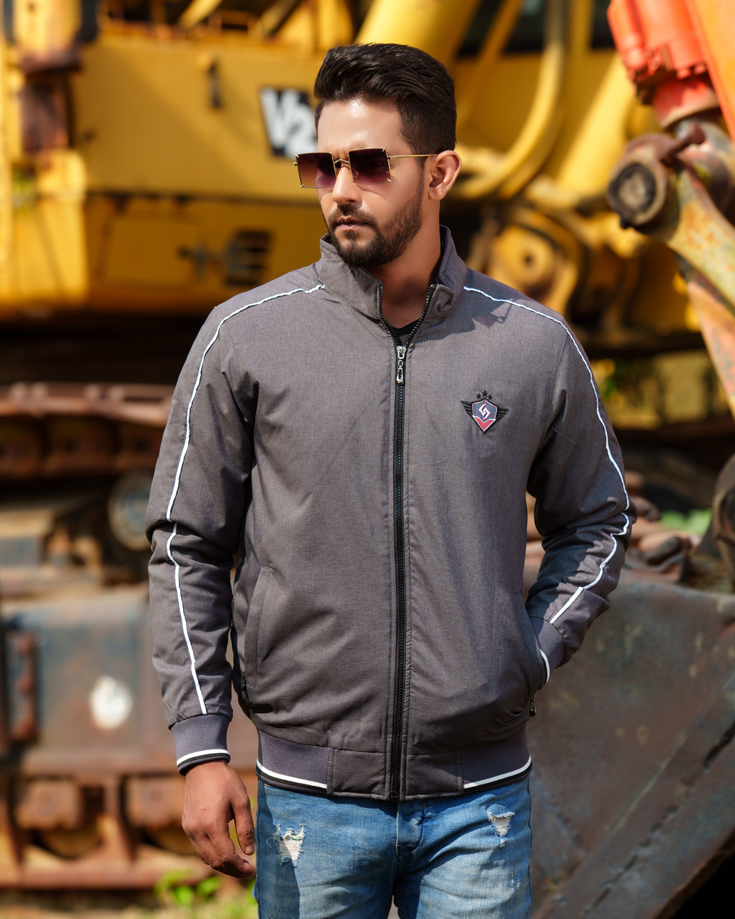 Dark gray color Double part air proof jacket