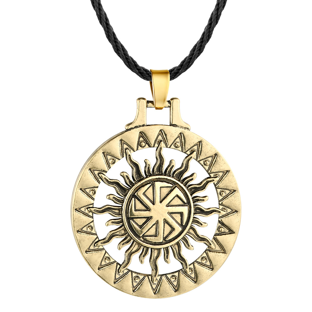 Cxwind Men's Slavic Necklace Nordic Sun Pendant Alloy Necklace Men's Accessories