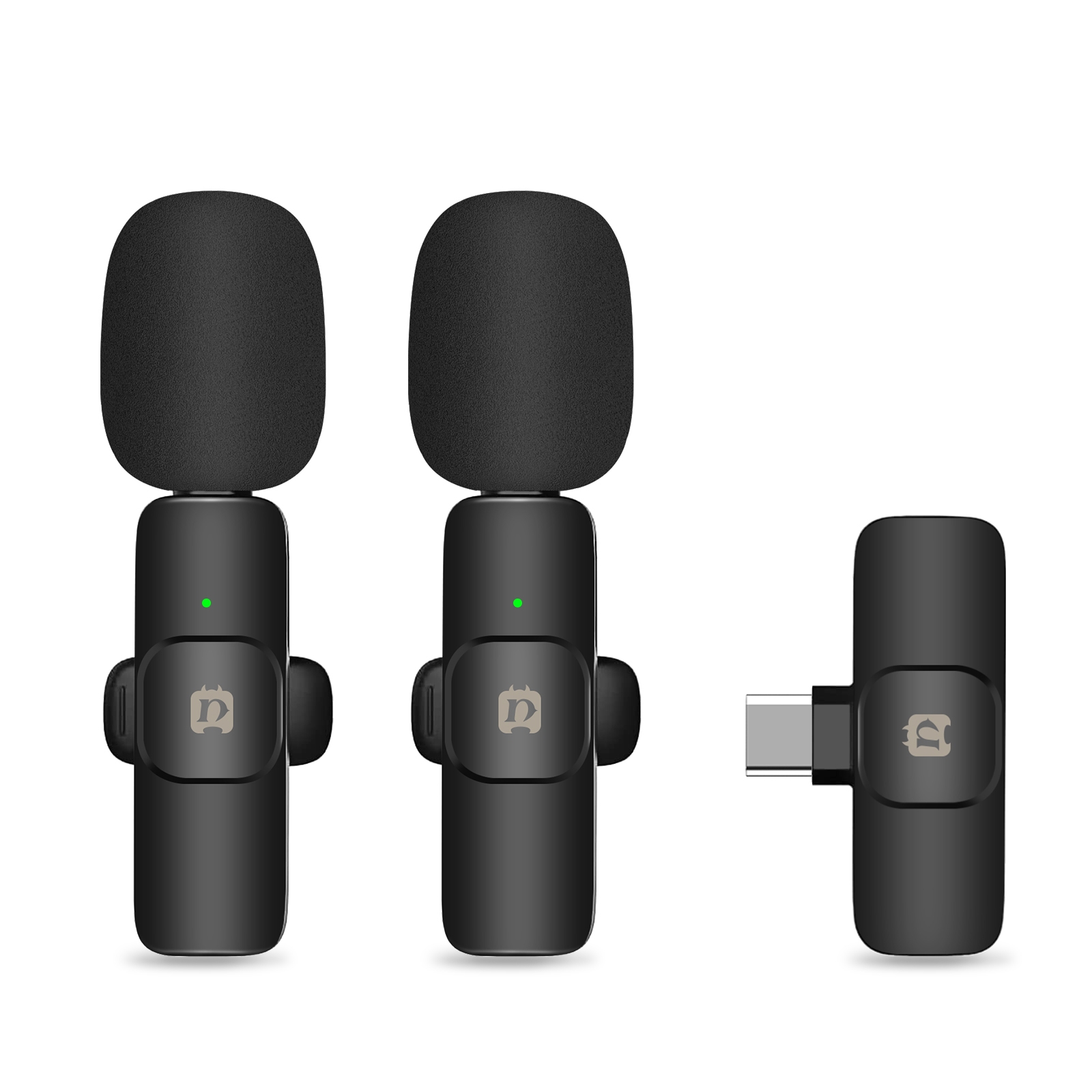 PULUZ PU3151B One-Trigger-Two Mini 2.4G Wireless Microphone System Clip-on Mic Replacement for Type-C Android Smarphones Tablets