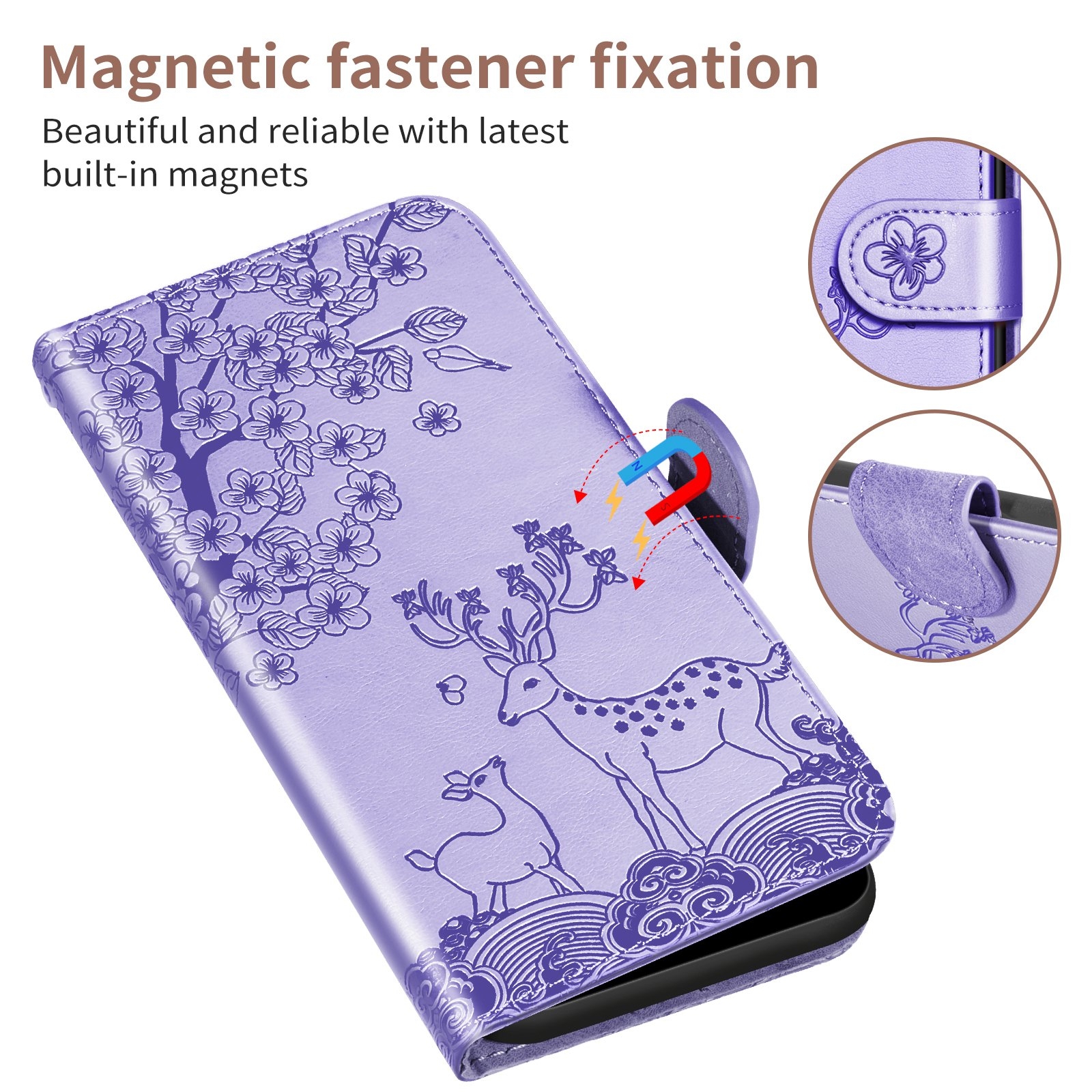 For Samsung Galaxy A50 Sika Deer Embossing Pattern Horizontal Flip PU Leather Case with Holder & Card Slot & Wallet & Photo Frame. 