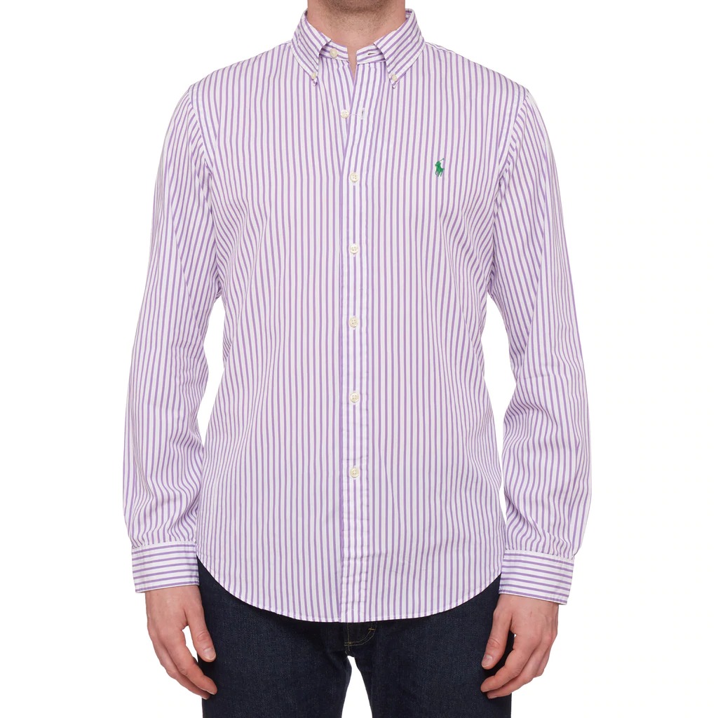 Slim Fit Striped Shirt - White/ Purple 