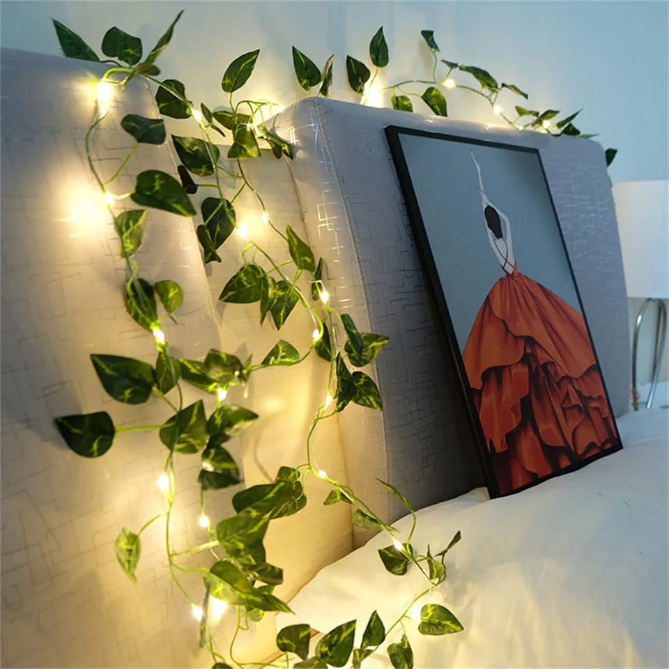 Enchanting LED Flower String Lights with Lush Green Leaves: 15 Feet of Indoor/Outdoor Fairy Lights/367. 